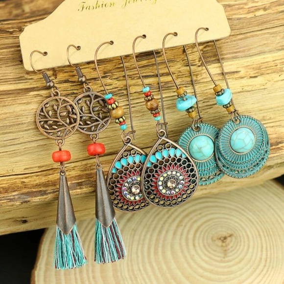 Emery Rose Bohemian Water Drop Earrings - Picture 3 of 3